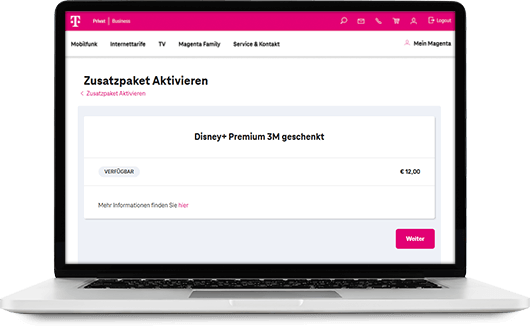 Laptop Screen: Zusatzpaket aktivieren Laptop Screen: Zusatzpaket aktivieren